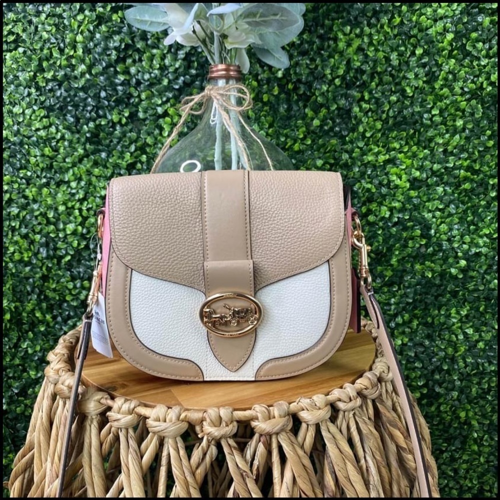Coach multi color block george saddle bag NWT
